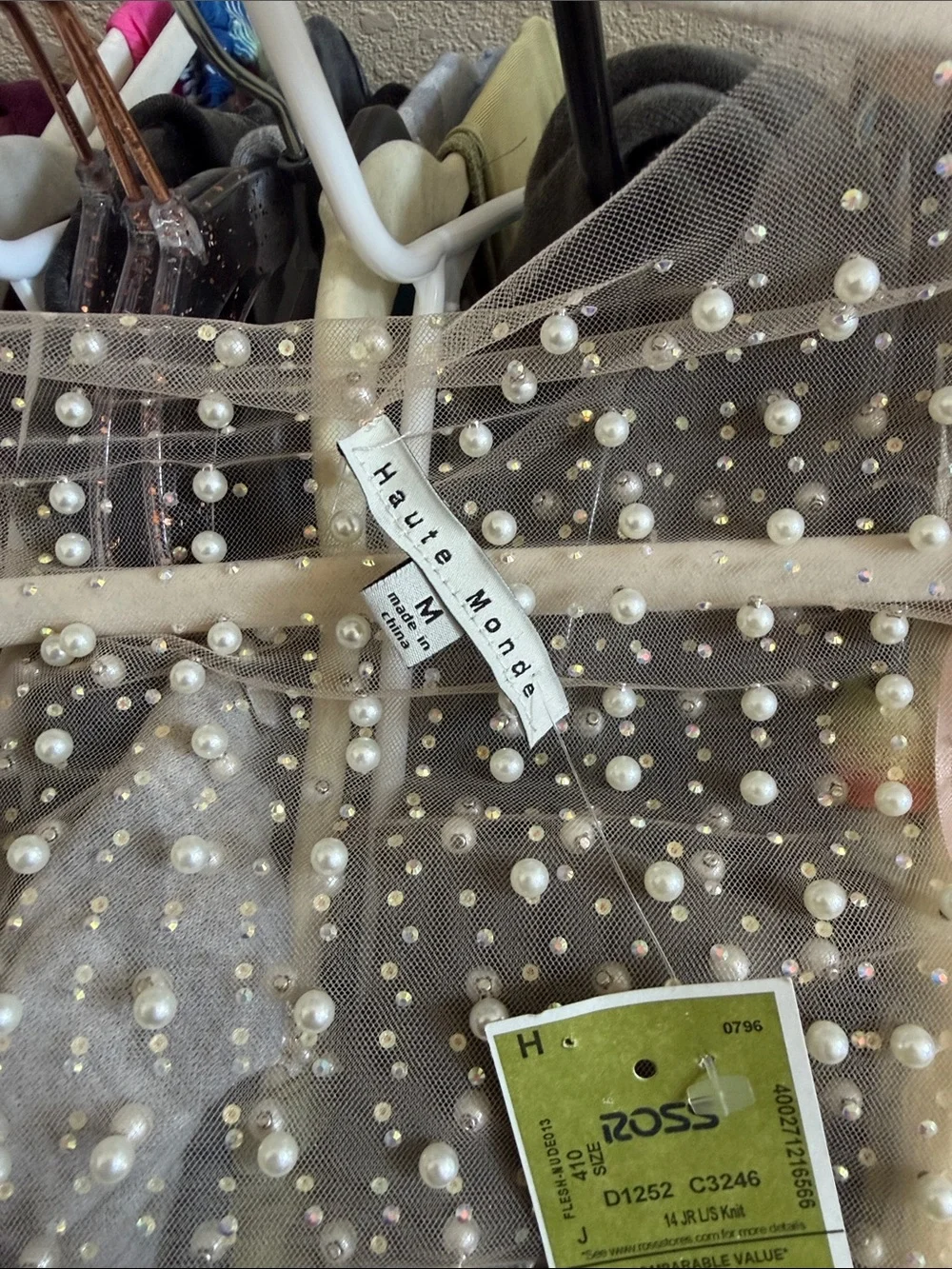 Haute Monde Blush Pearl-Embellished Sheer Garment Bag